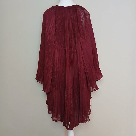 Anthropologie Toulon Pleated Mini Dress Burgundy Size Small - Picture 6 of 9